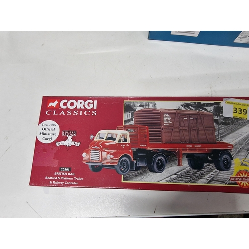 339 - CORGI CLASSICS 20301 BRITISH RAIL BEDFORD S PLATFORM TRAILER & RAILWAY CONTA