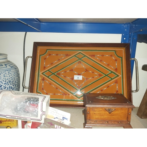 18 - vintage wood tray & jewel box