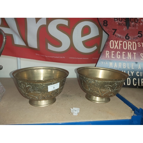 3 - 2 x vintage Chinese brass bowls