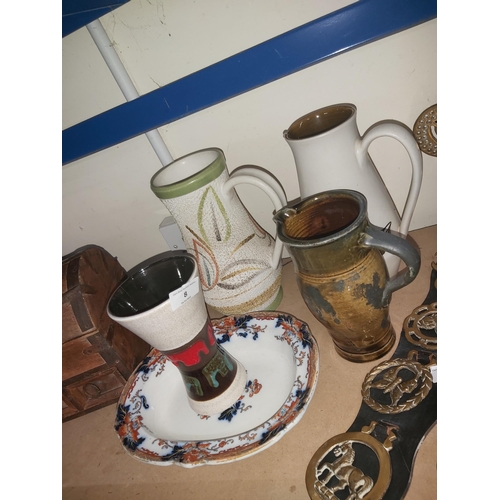 8 - german vase & pic, jugs & dishes