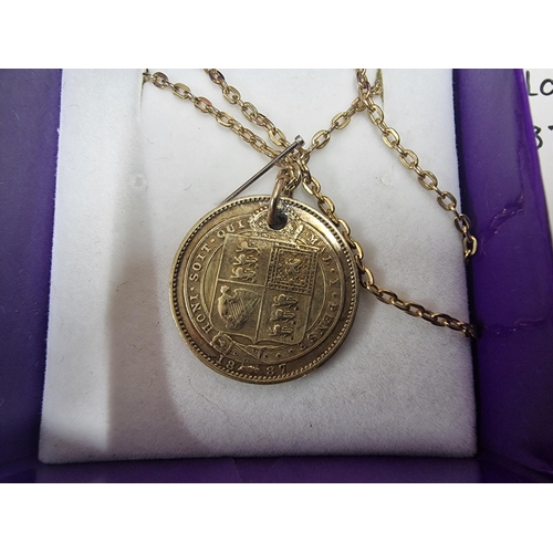 43 - 1887 Gold on silver coin on chain