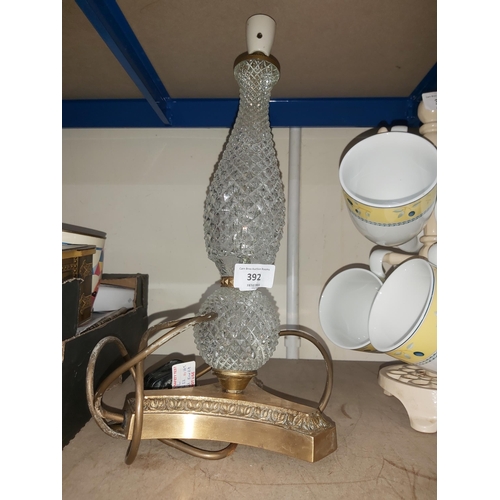 392 - glass & brass lamp