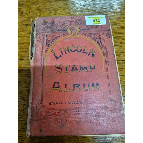 431 - Red Lincoln Stamp Album World Collection Inc Penny Red etc