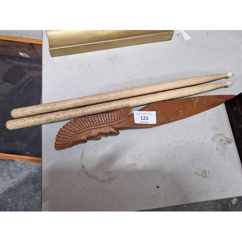 123 - wood knife & drumsticks