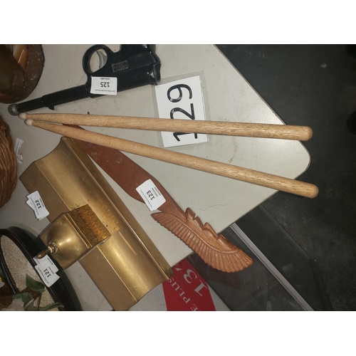 123 - wood knife & drumsticks