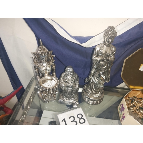 138 - 3 silver buddha
