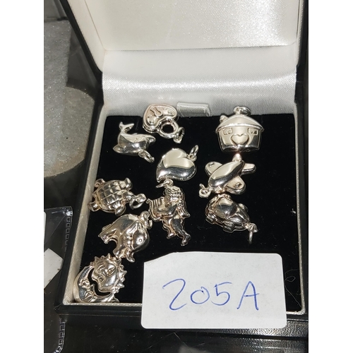 205A - 10 modern hollow 925 silver assorted charms