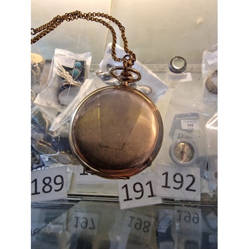 188a - Gold Plated Hunter Pocket Watch & Albert Chain