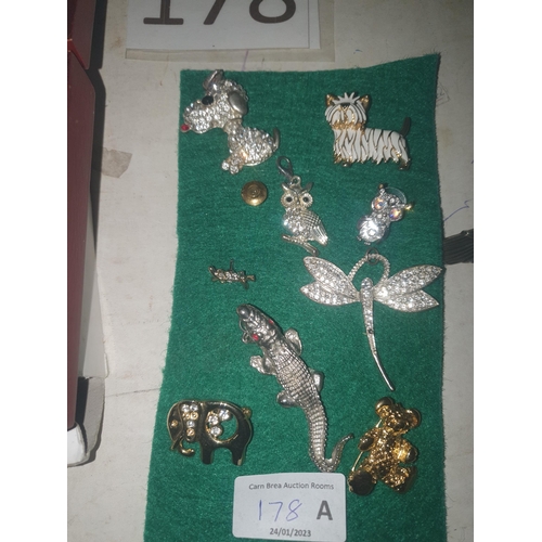 178A - 8 animal brooches