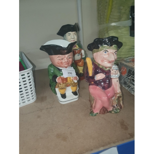 396 - 3 Vintage Toby Character Jugs