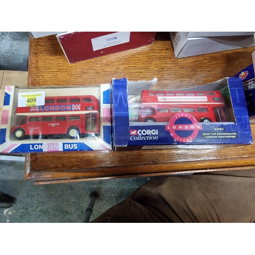 409 - 2 Boxed Corgi London Routemaster Buses