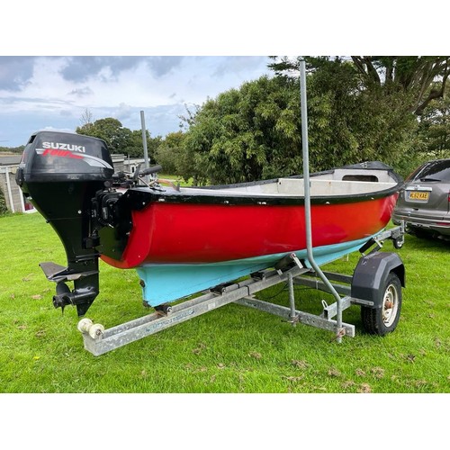 62A - 16ft Crawler with 15hp Suzuki out board, oars, jackets, anchor, buoys etc