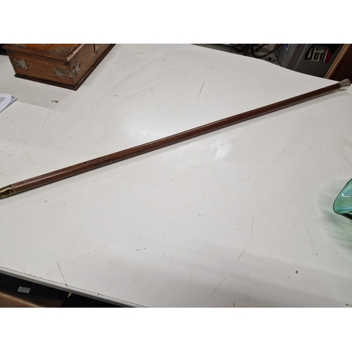 15 - c1910 Silver top walking cane. 93cm long full hall mark