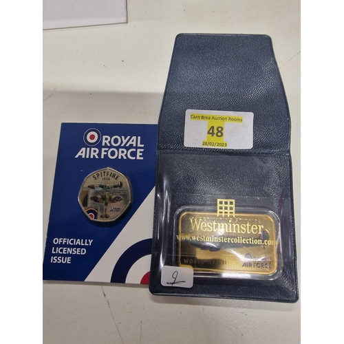 48 - RAF Supermarine Spitfire Gold Plated Proof & Other Spitfire Coin