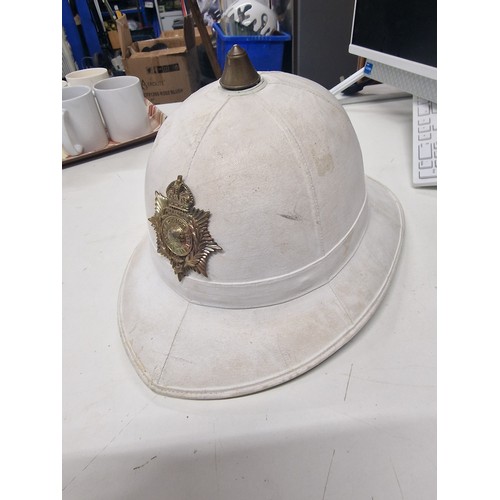 25A - 1955 ROYAL MARINES PITH HELMET with Kings crown helmet plate 
(not sure about component top)