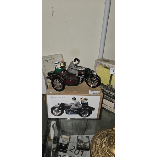 206 - Tinplate clockwork bike & sidecar