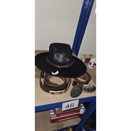 46 - 3 cowboy belts & hats