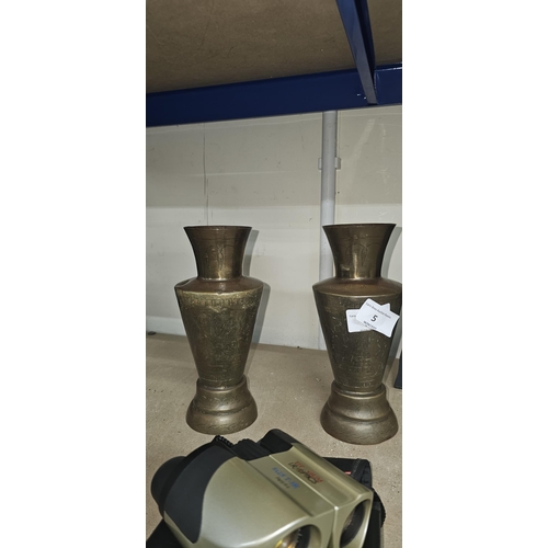 5 - 2 brass egyptian vases