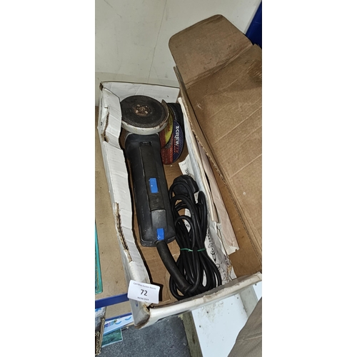 72 - elie 4 1/2 angle grinder in box with spare discs gwo