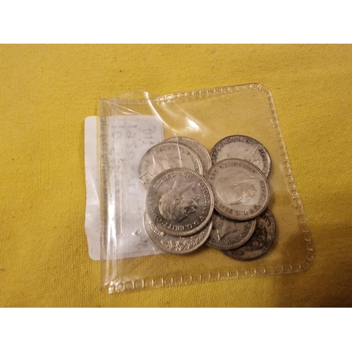 48 - 10 silver 3d coins 1920-41