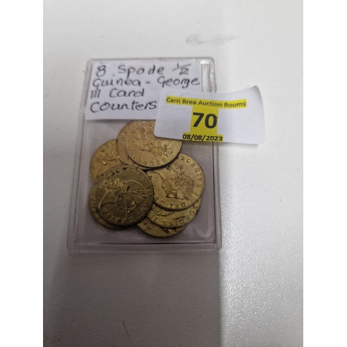 70 - 8 x George 3rd 1/2 Guinea coin counters