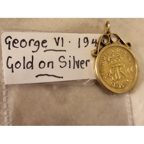 31 - 1944 gold on silver mounted coin