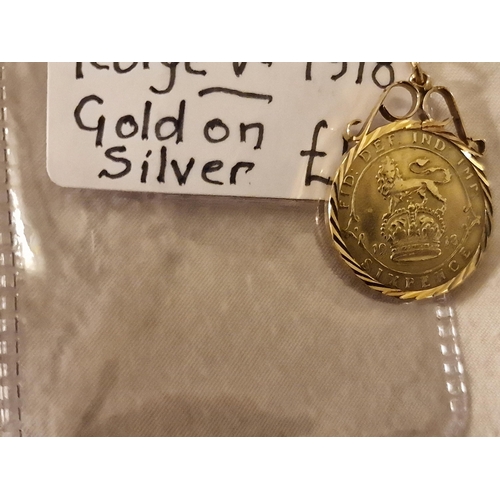 32 - 1918 gold on silver mounted coin