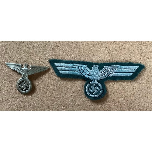 58 - TWO WWII NAZI BADGES -WW2 German Army Officers Breast Eagle,
WW2 unknown Nazi German metal EAGLE BAD... 