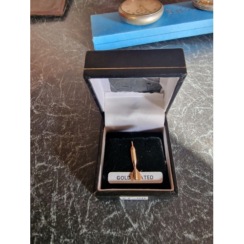 100 - Gold Plated Dart pin badge