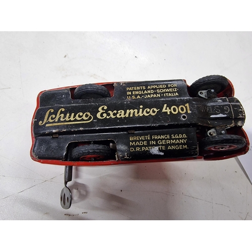 74 - Original Red Vintage Schuco Examico 4001 Wind Up Toy Car Germany US Zone WWII