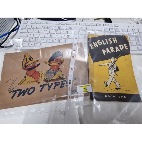 71 - Army english parade book & Two types by Jon WW2 cartoon book