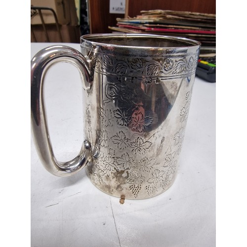 55A - Birmingham hall marked 1910 tankard 122g solid silver