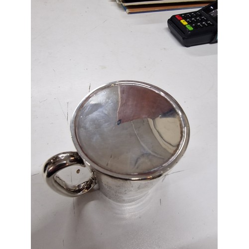 55A - Birmingham hall marked 1910 tankard 122g solid silver