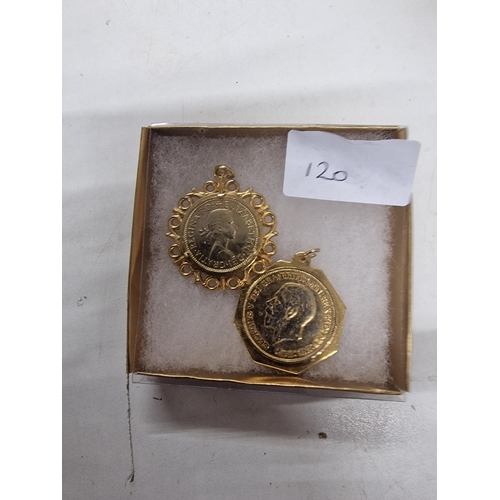 11A - 2 x gilded coin pendants