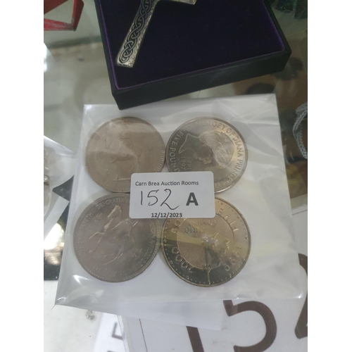 152A - 2 x £5 coins & 2 x Five Shillings