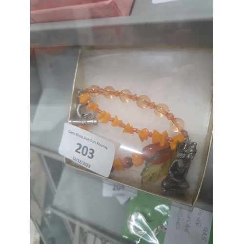 203 - amber & sandstone buddha bracelet