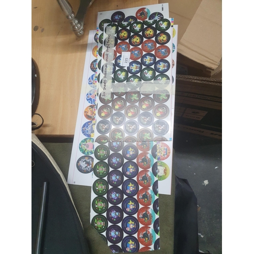 225 - 3 x sheets pokemon uncut pogs/tazos