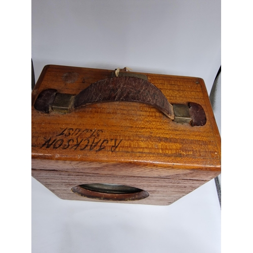 101 - Vintage Wooden Cased Pigeon Timing Clock with keys