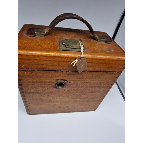 101 - Vintage Wooden Cased Pigeon Timing Clock with keys