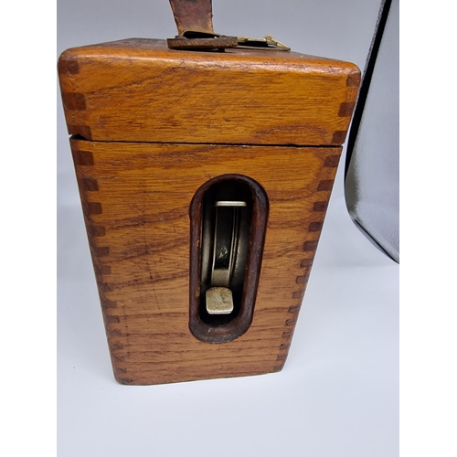 101 - Vintage Wooden Cased Pigeon Timing Clock with keys