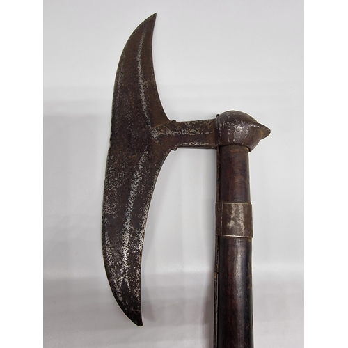 94 - A 19TH CENTURY INDO-PERSIAN FIGHTING AXE WITH 11