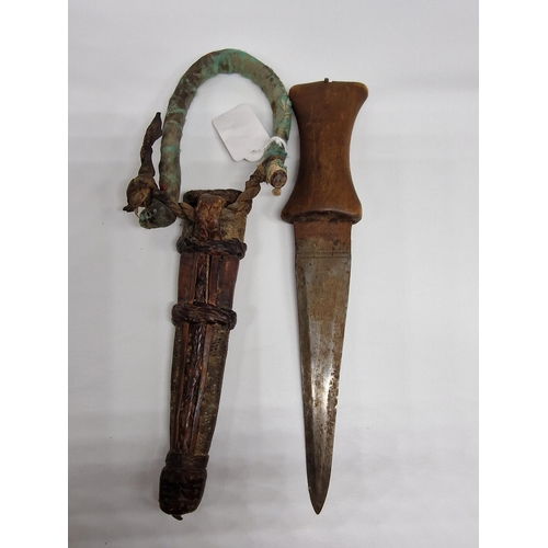 95 - African Late-19th Century Tribal Dagger with snake skin sheath