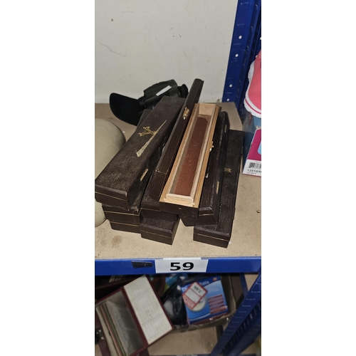 59 - 8 wooden cigar cases approx 10