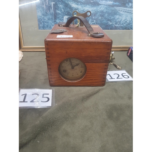 124A - Vintage Wooden Cased Pigeon Timing Clock