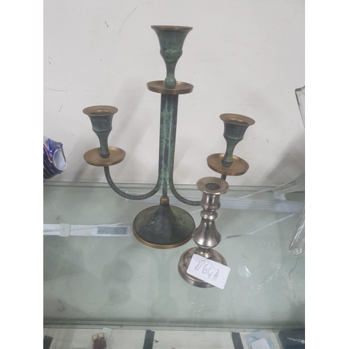 164A - Brass & Plated candle sticks