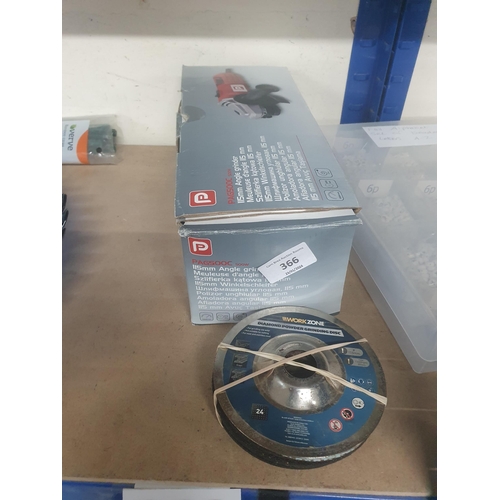 366 - nearly new pag 500c 4½ angle grinder with spare discs