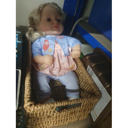 397A - baby annabel doll in wicker basket