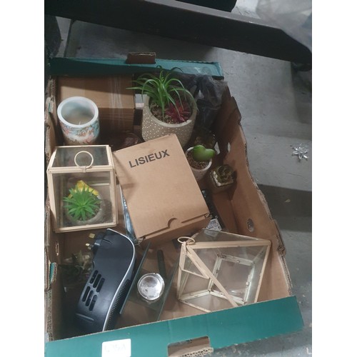 435A - box of misc, incl 2 terrariums etc UNABLE TO POST