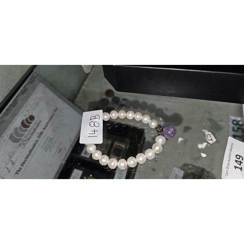148B - Pearl & Amethyst Bracelet