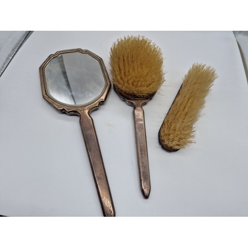 98 - Silver hallmarked Birmingham Mirror, Hair Brush & clothes brush